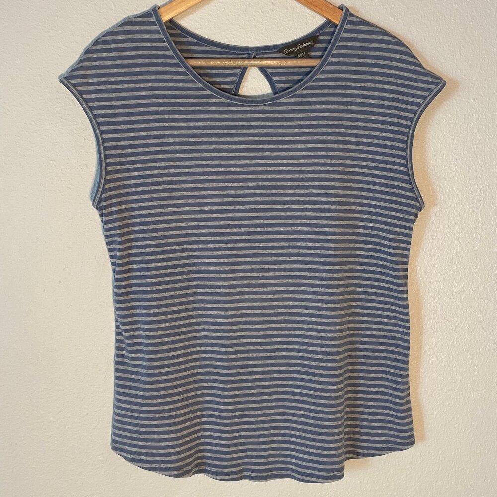 Tommy Bahama 100%‎ Cotton Sleeveless Top, Blue & Gray, Size M